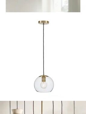 Project 62 Glass Globe Pendant with Brass Accent and Black Cord